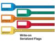 1" X 3/4" Write-on Serialized Flag Cable Tie Markers, 6" Wrap, 100/Pkg.  CP-6W